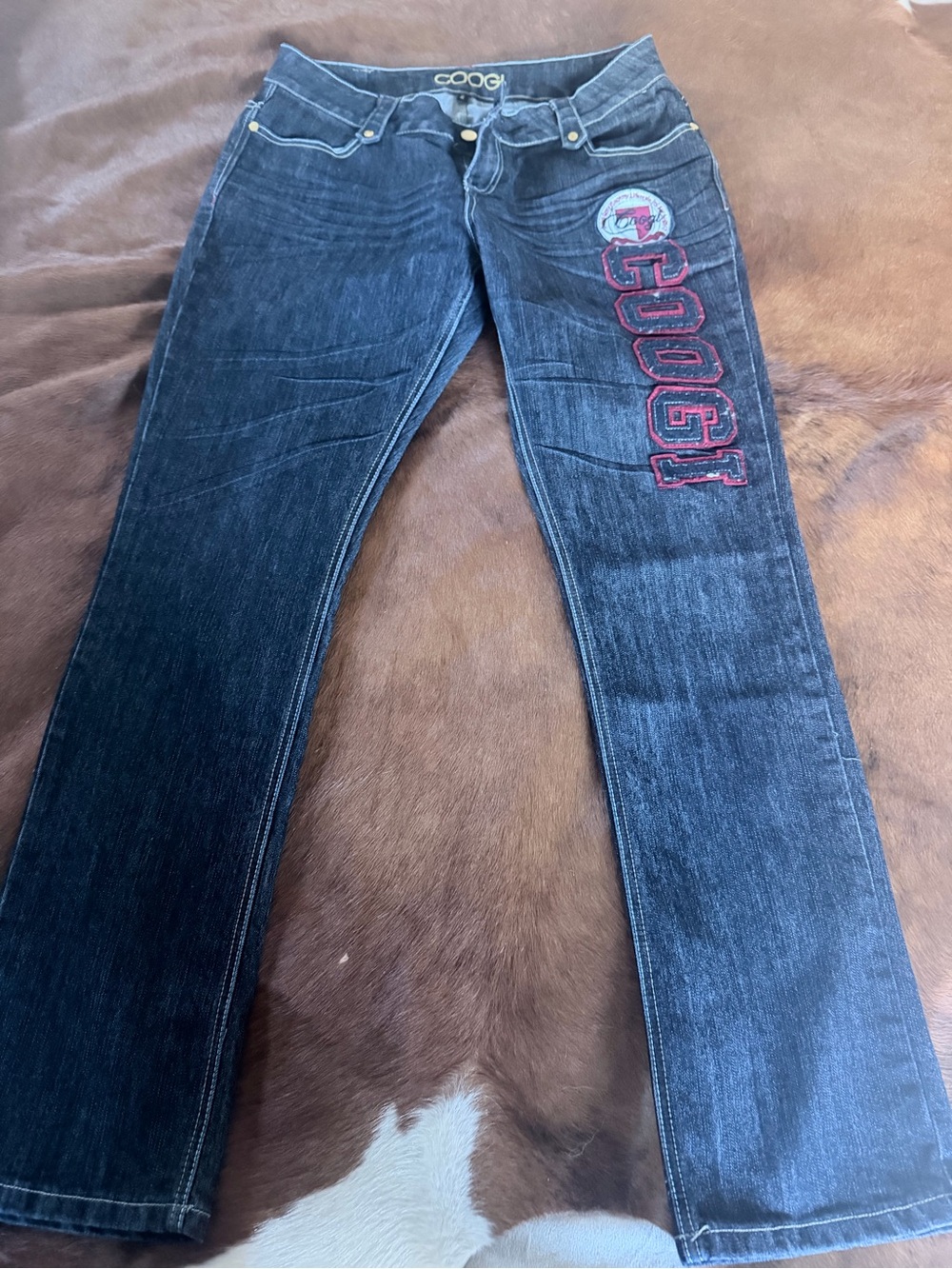 COOGI Dark Blue Jeans with Red Logo Patch
